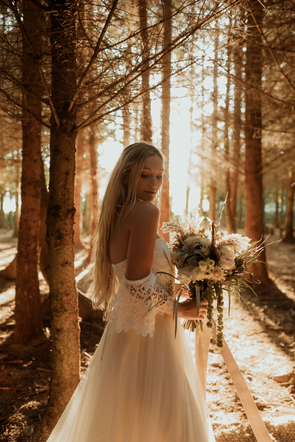 Dress Gown Bride Bridal Sleeves Boho Wilderness Wedding Ideas Finn and the Fox Photography