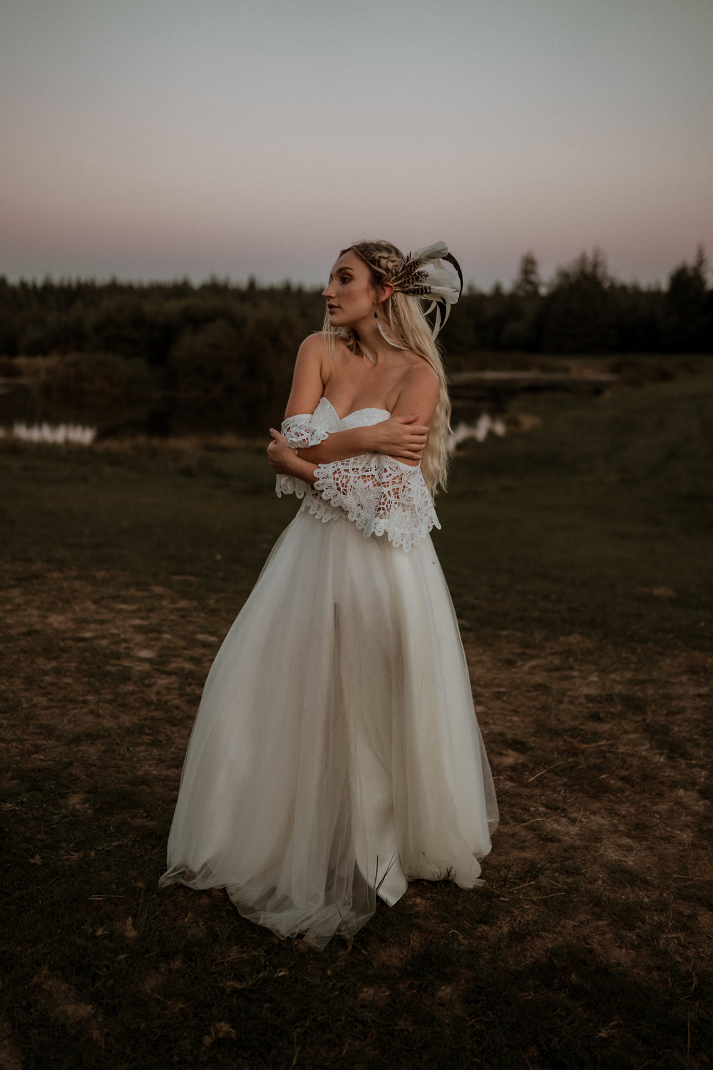 Dress Gown Bride Bridal Sleeves Boho Wilderness Wedding Ideas Finn and the Fox Photography