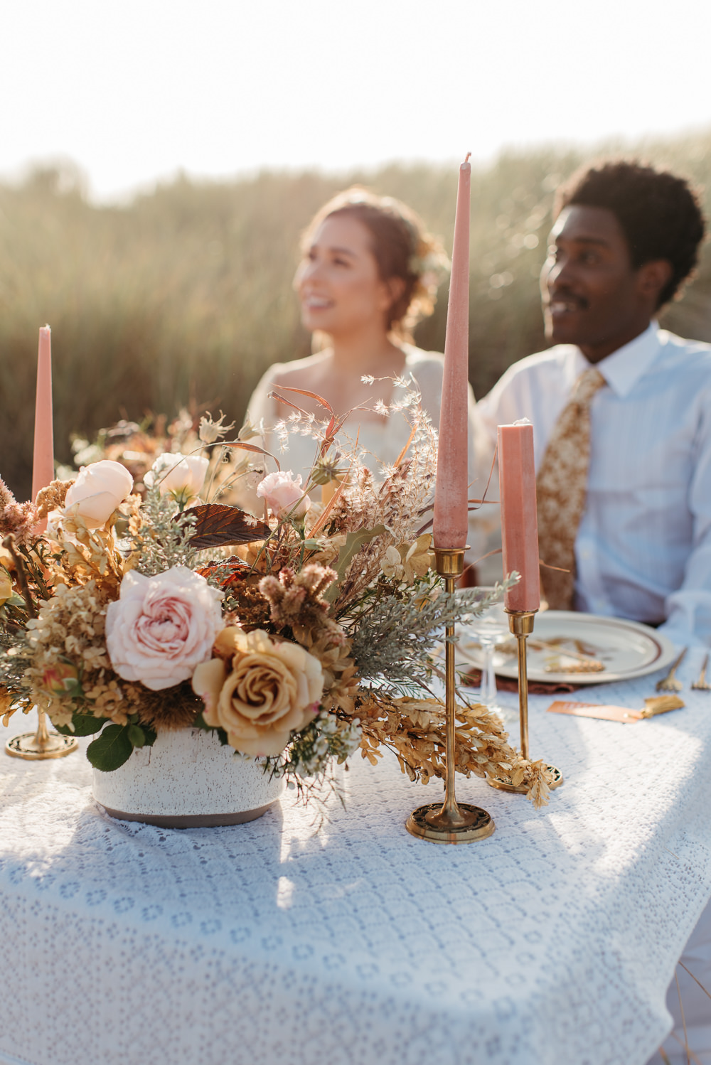 Table Tablescape Sweetheart Flowers Candles Decor Centrepiece 70s Elopement Till Death Do We Adventure