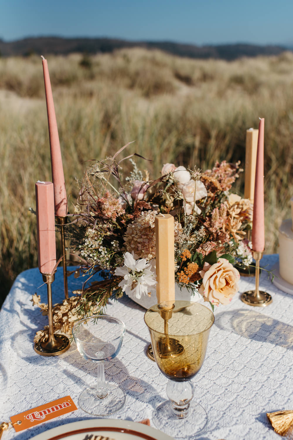 Table Tablescape Sweetheart Flowers Candles Decor 70s Elopement Till Death Do We Adventure