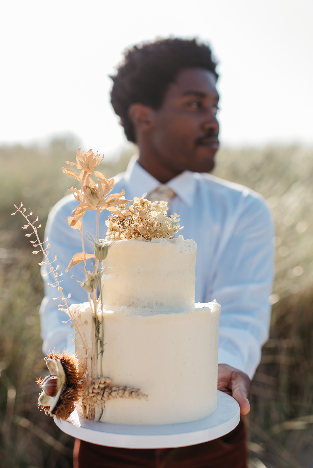 Buttercream Cake Dried Flowers 70s Elopement Till Death Do We Adventure