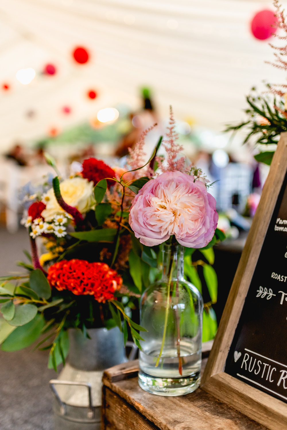 Jar Flowers Colourful Bordesley Park Wedding Lisa Carpenter Photography