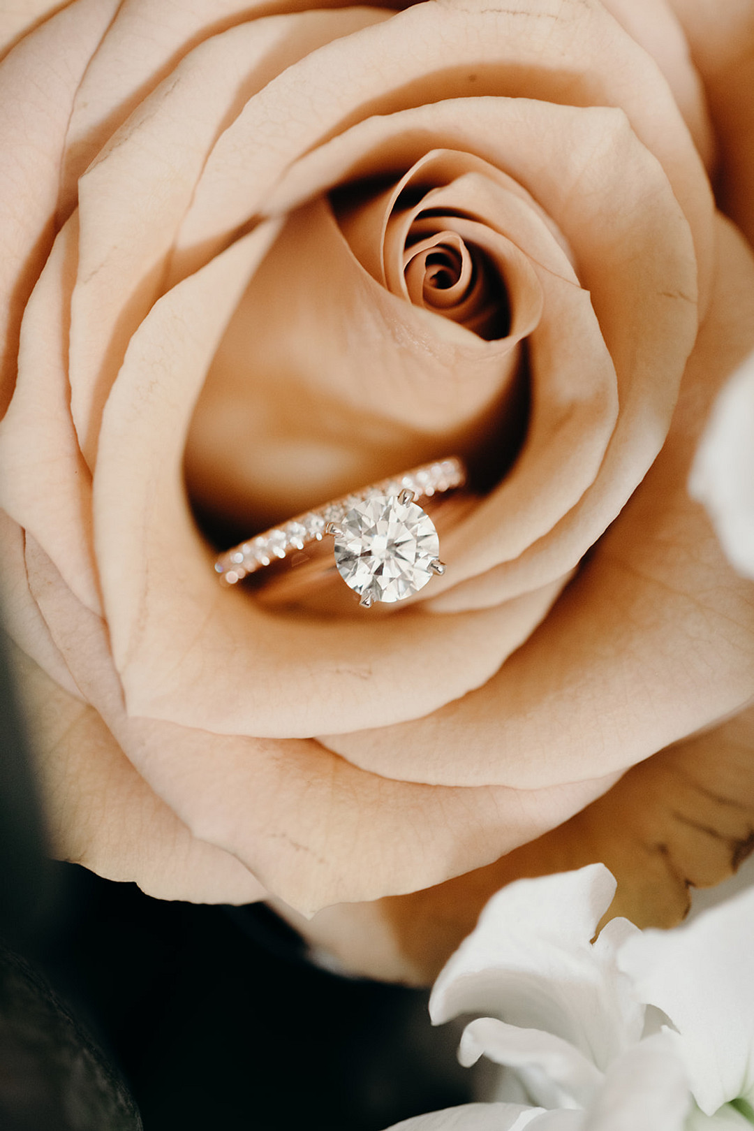 Diamond Engagement Ring Band Farmhouse Wedding Katherine Joy Photography