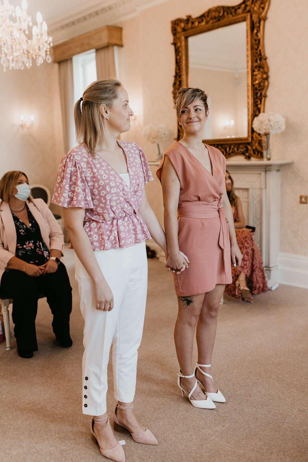 Pink Outfits Bride Trousers Dress Minimal Wedding Photos From Sophie
