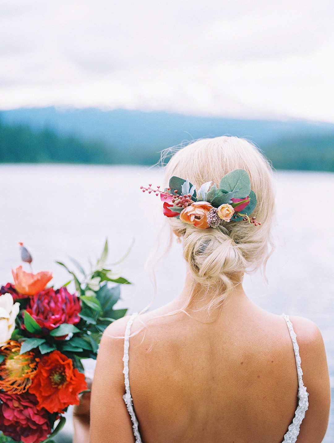 Bride Bridal Hair Style Up Do Mt Hood Elopement Katie Ann Photography