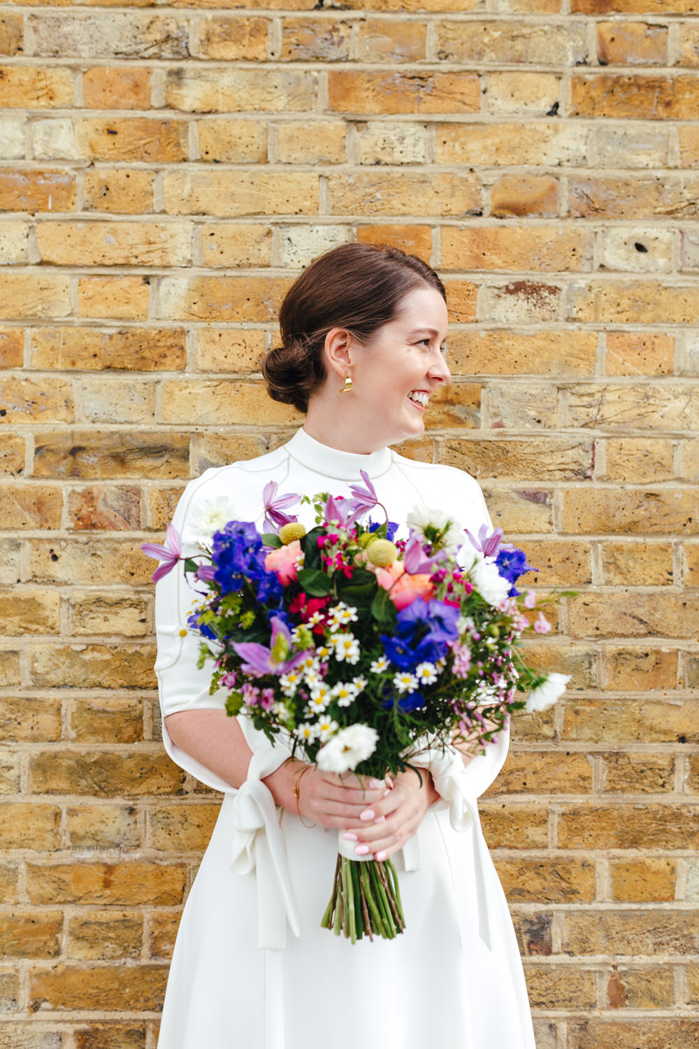 Bride Bridal Bouquet Flowers Wild Colourful Peckham Wedding Kirsty Mackenzie Photography