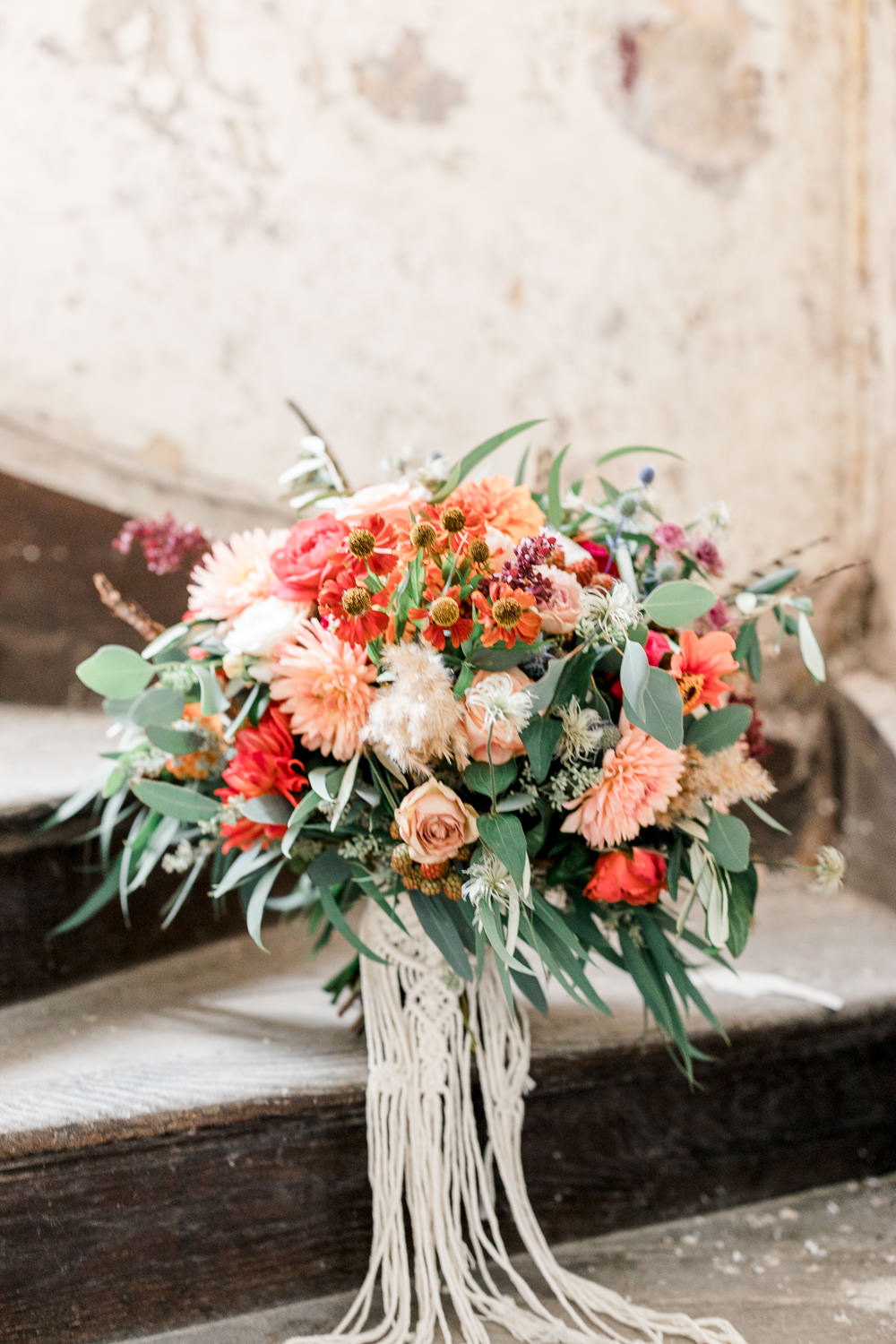 Bouquet Flowers Bride Bridal Orange Rose Dahlia Spire Brighton Wedding Kelsie Scully Photography