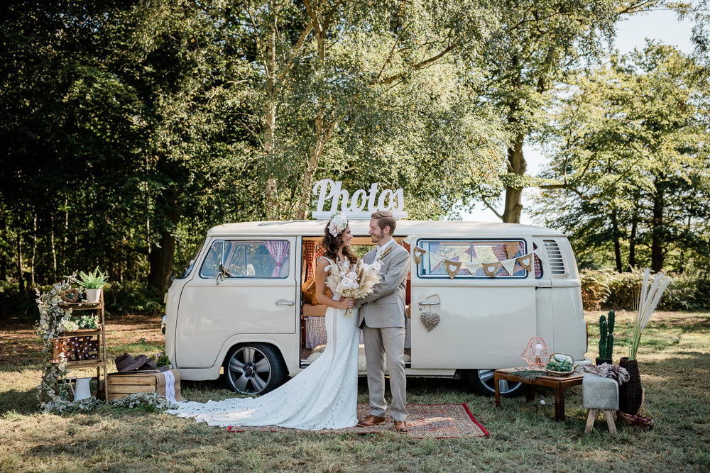 VW Campervan Photo Booth Sunset Wedding Ideas Becky Wright Photography
