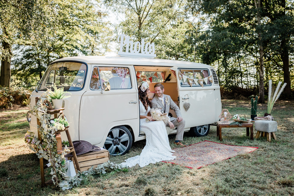 VW Campervan Photo Booth Sunset Wedding Ideas Becky Wright Photography