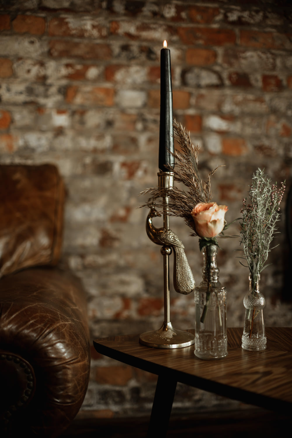 Candle Table Flowers Vase Vintage Style Wedding Sara Ribera Photography