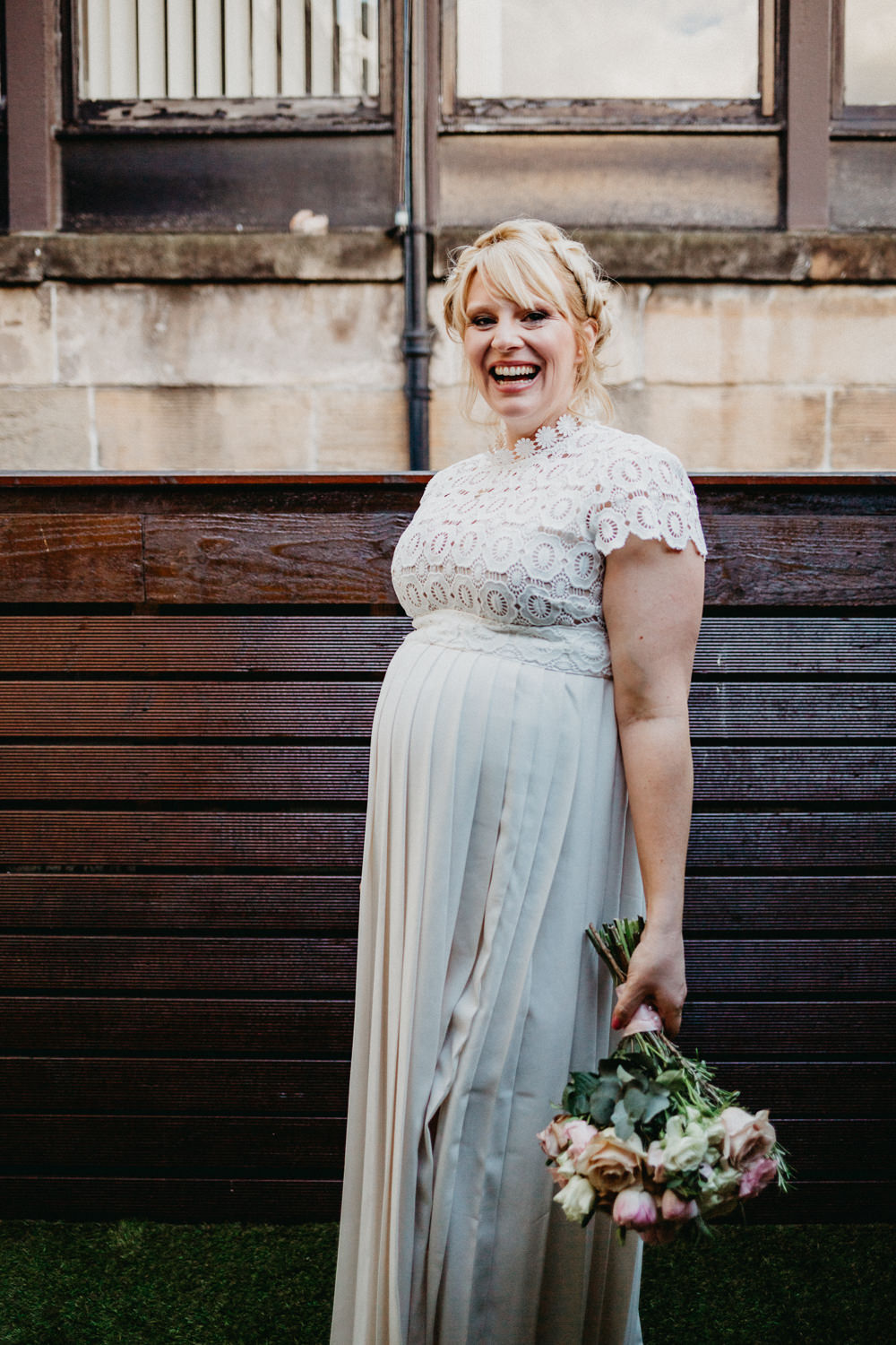 Dress Gown Bride Bridal Maternity Pregnant Lace Sleeve Self Portrait 29 Glasgow Wedding Firefly and Embers