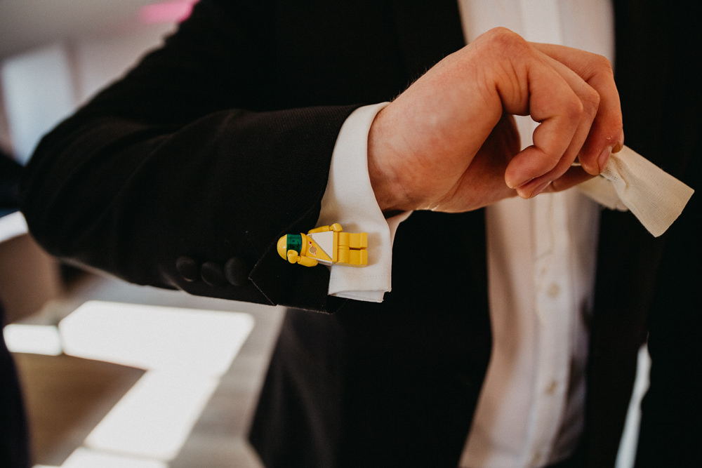 Lego Cufflink Groom 29 Glasgow Wedding Firefly and Embers