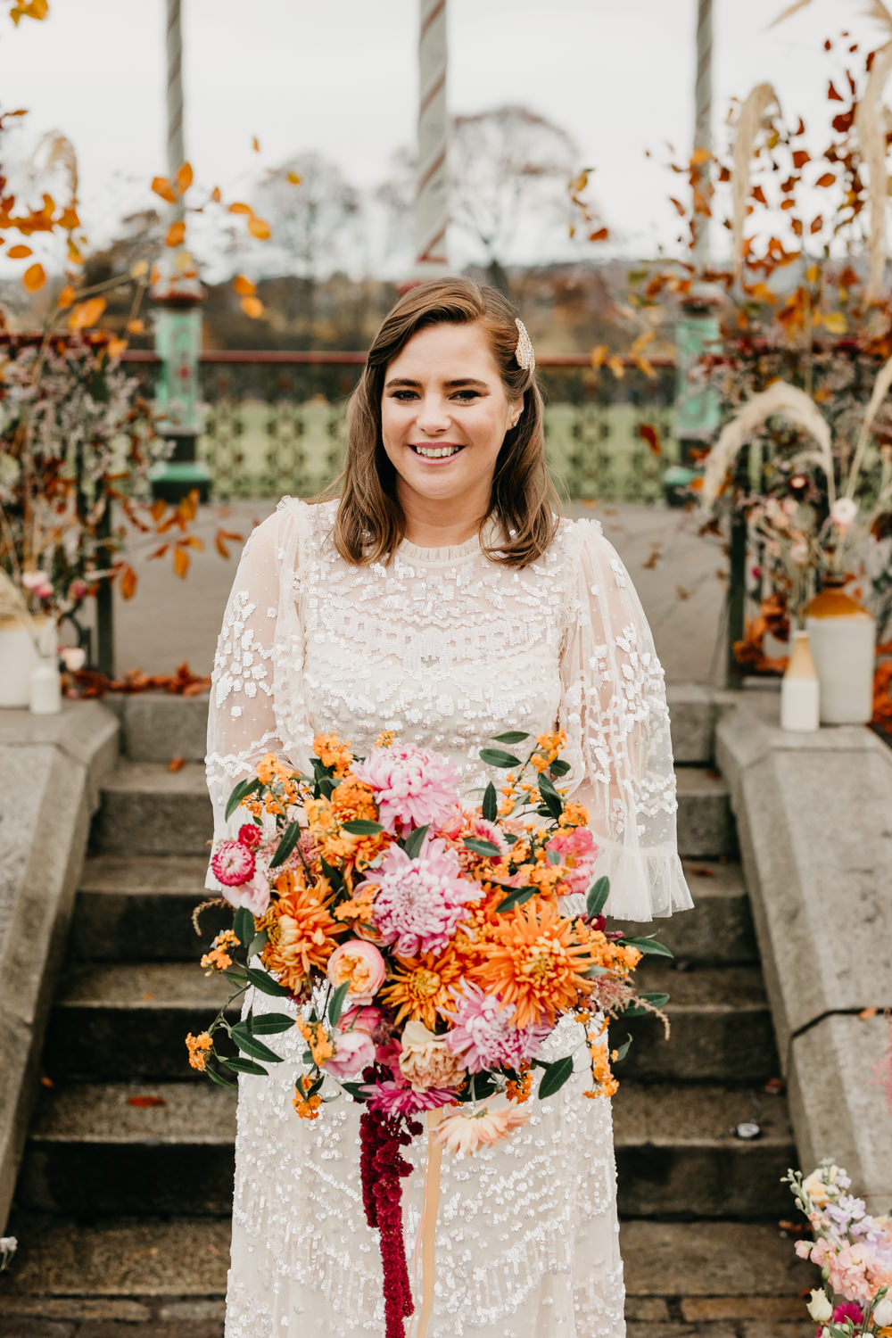 Dress Gown Bride Bridal Sleeves Needle & Thread Bandstand Wedding Emma Lawson Photography