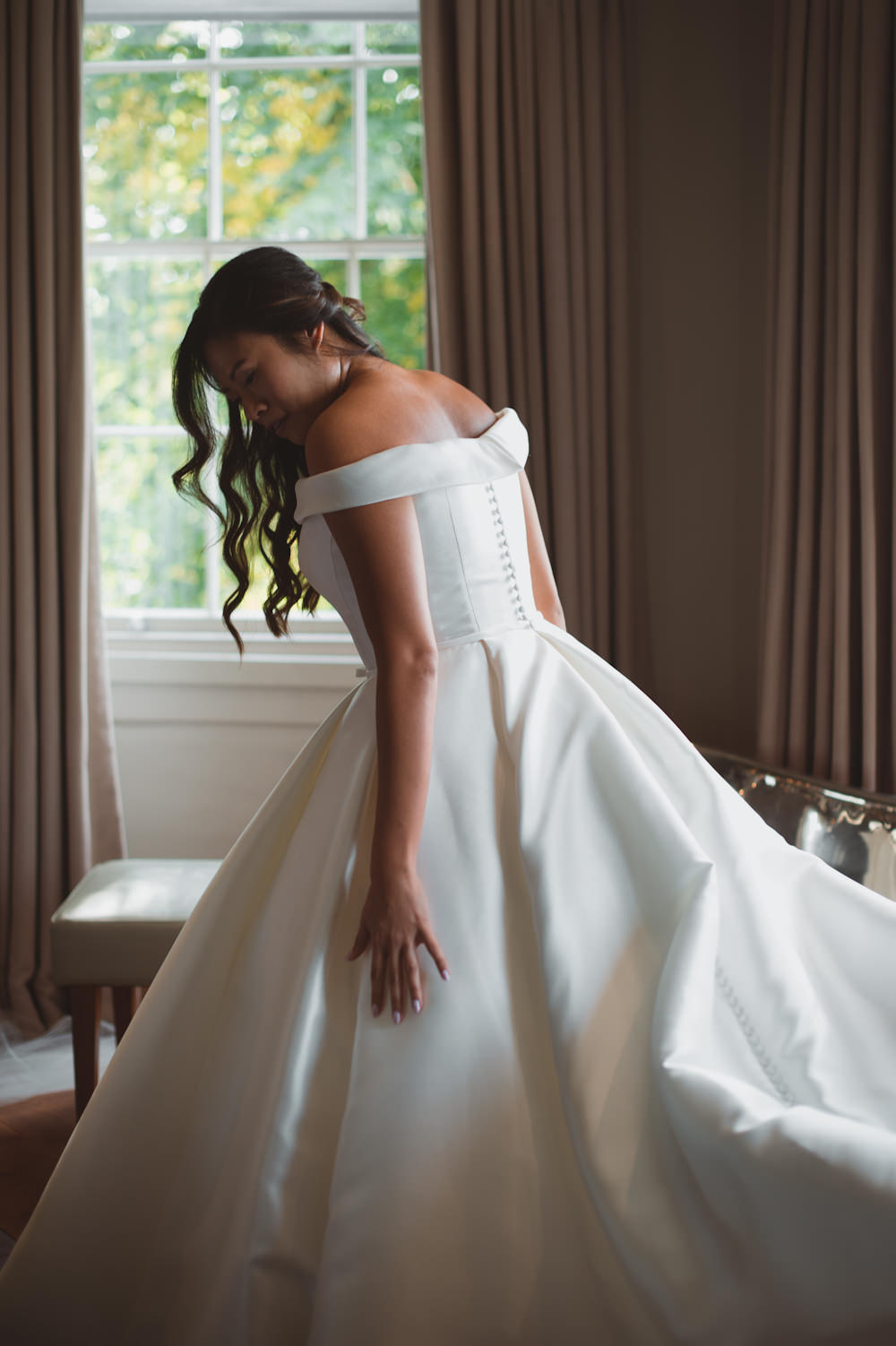 Dress Gown Bride Bridal Off Shoulder Bardot Ellis Bridal Bingham Riverhouse Wedding Sasha Weddings