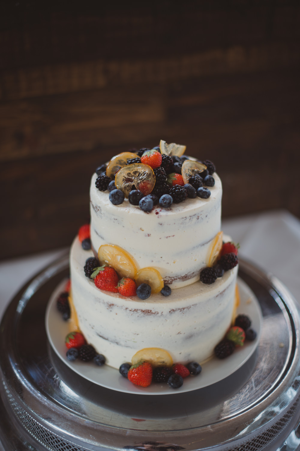 Semi Naked Cake Fruit Berries Bingham Riverhouse Wedding Sasha Weddings