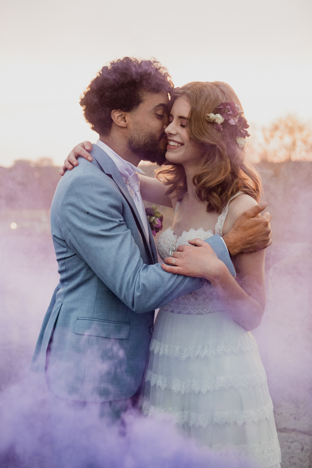 Bridgerton Wedding Ideas Cleya Asulon Smoke Bomb Purple Lilac
