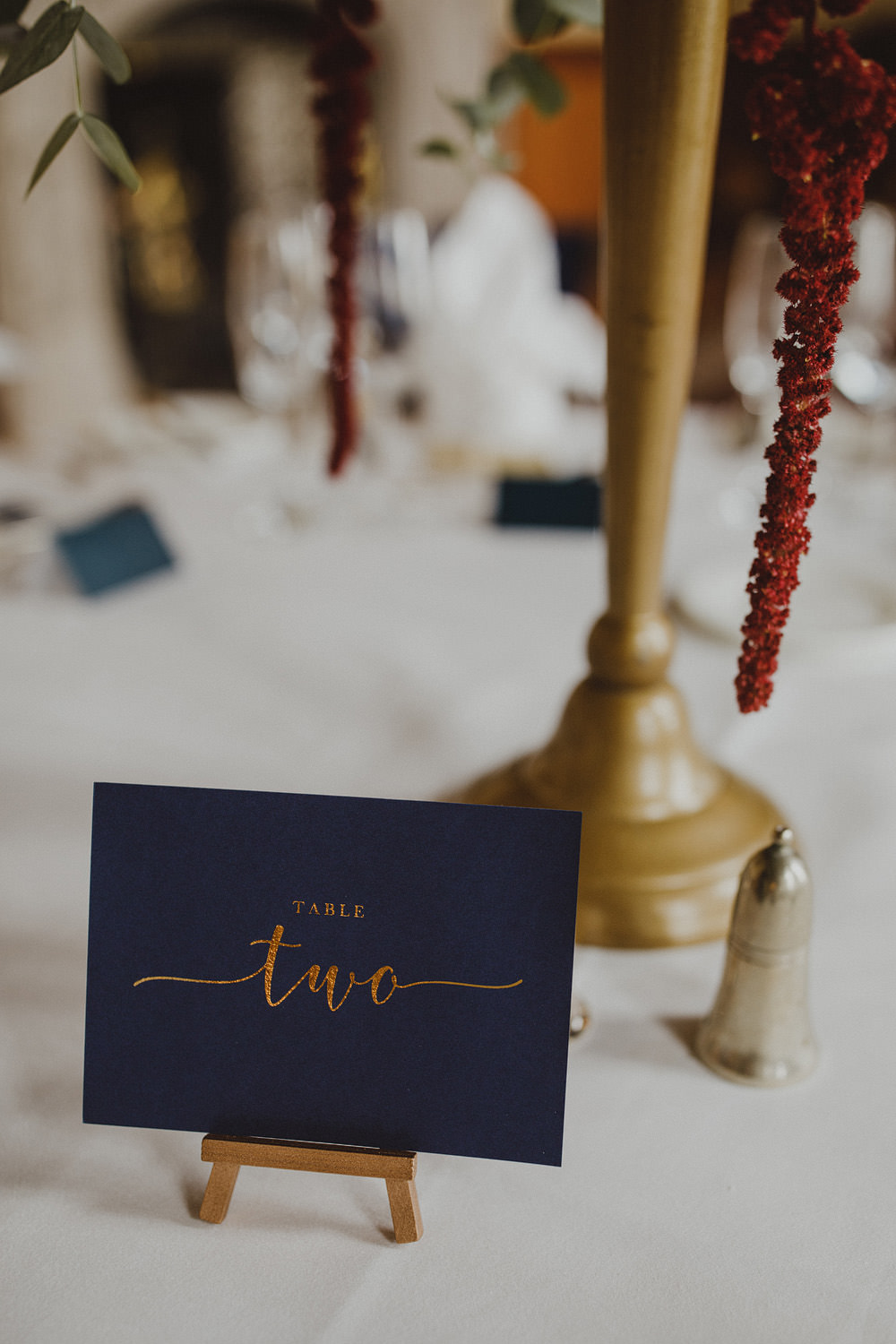 Carlton Towers Wedding Photography34 Navy Blue Gold Table Names