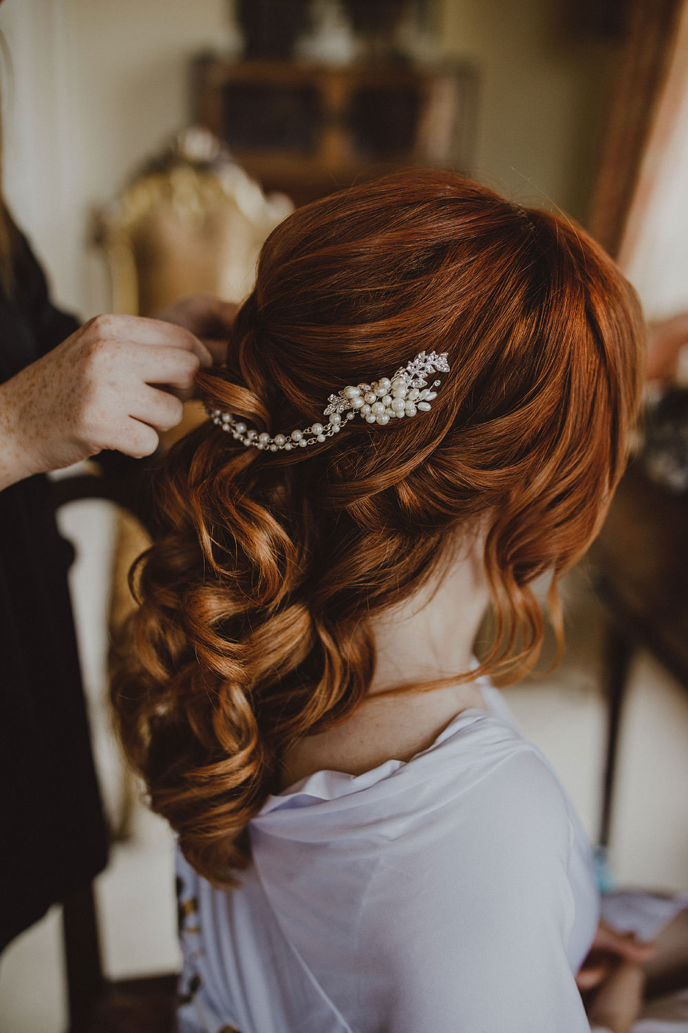 Bride Bridal Hair Style Up Do Carlton Towers Wedding Photography34