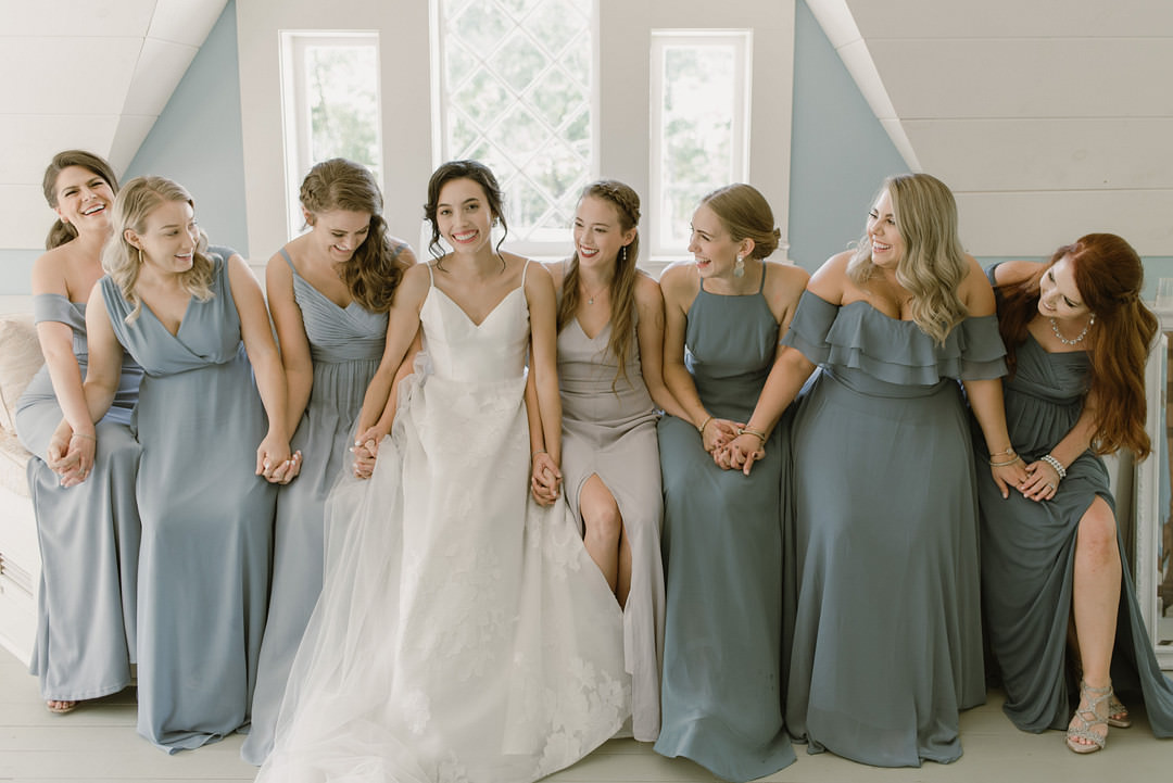 Blue Grey Bridesmaid Bridesmaids Dresses Dress Chickamauga Wedding Taylor English Photography