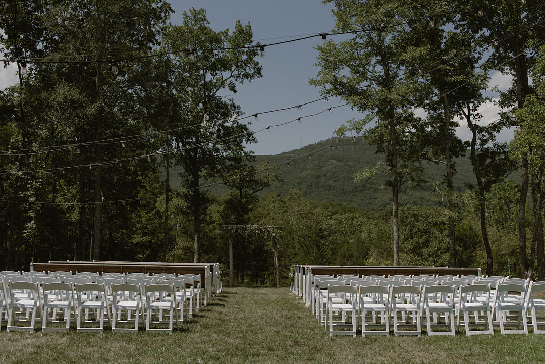 Outdoor Ceremony Festoon Lights Chickamauga Wedding Taylor English Photography