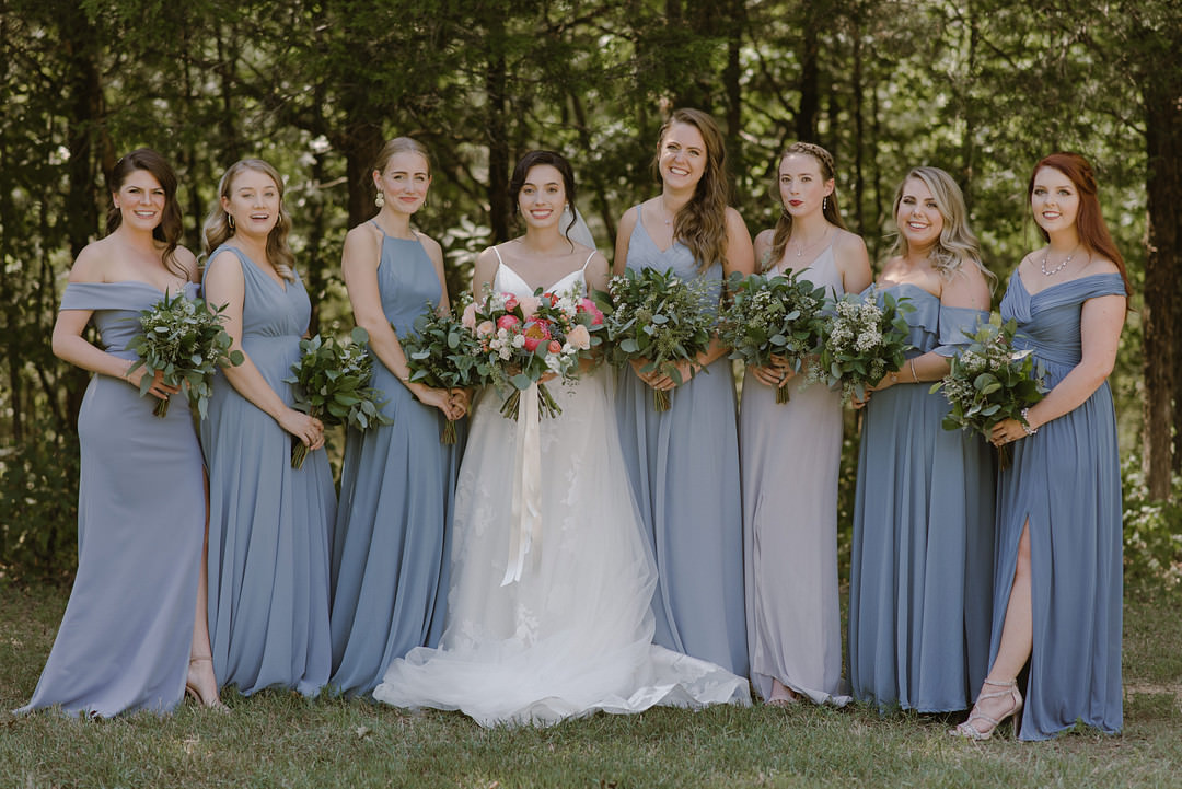 Blue Grey Bridesmaid Bridesmaids Dresses Dress Chickamauga Wedding Taylor English Photography