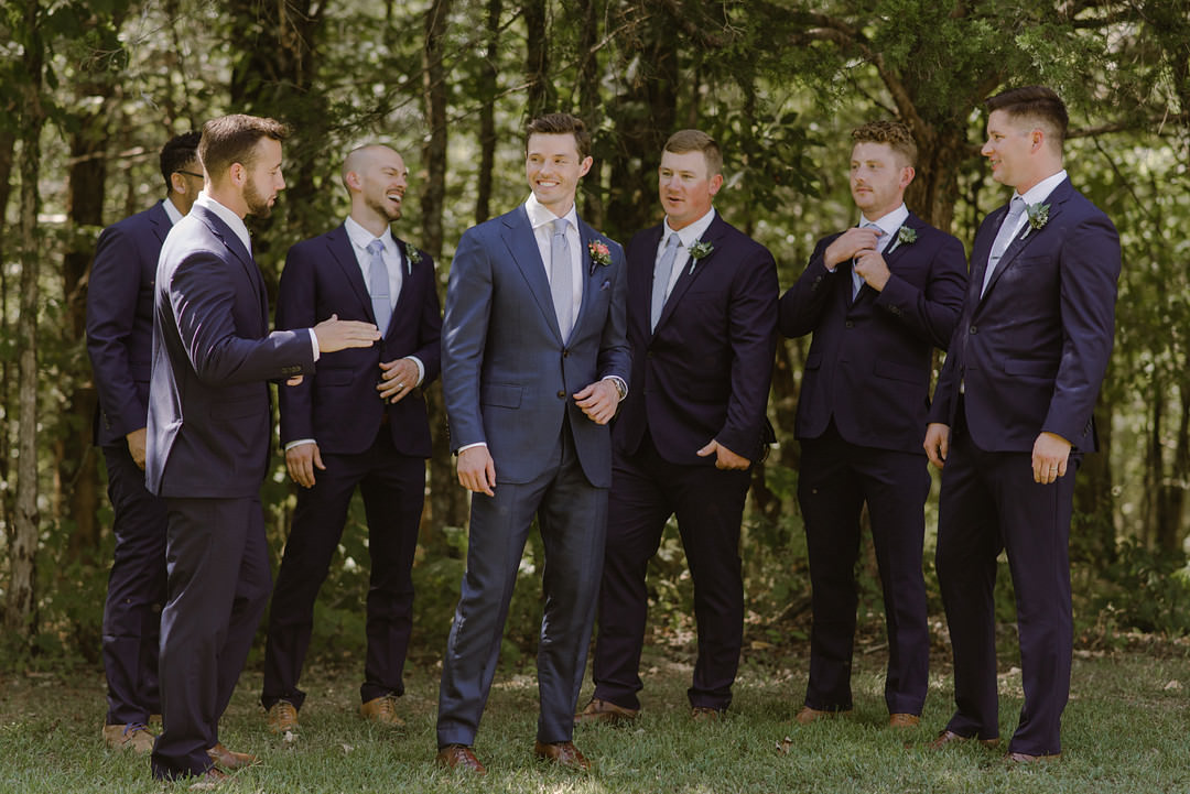 Groom Groomsmen Suits Blue Chickamauga Wedding Taylor English Photography