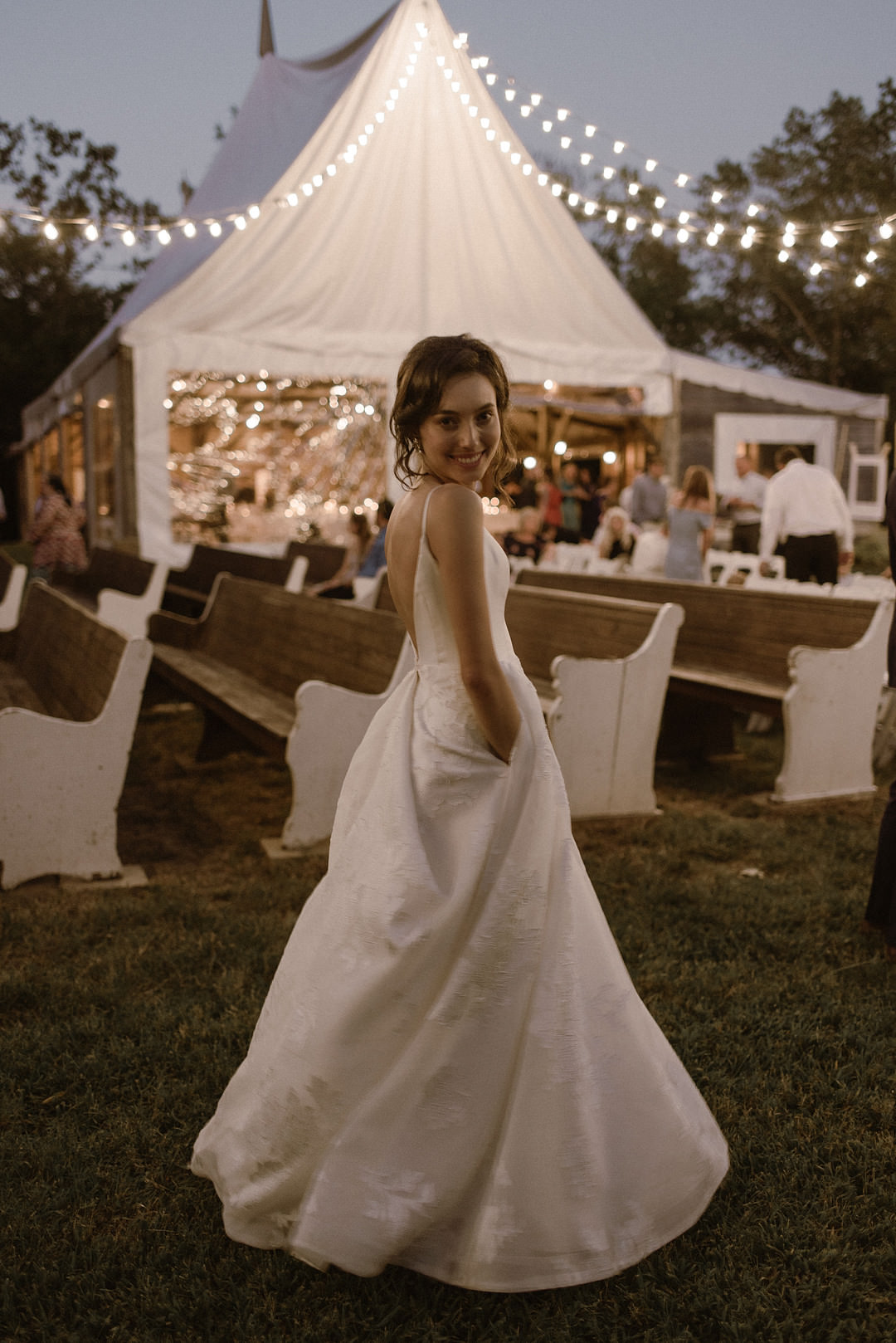 Dress Gown Bride Bridal Lace Straps Pockets Chickamauga Wedding Taylor English Photography