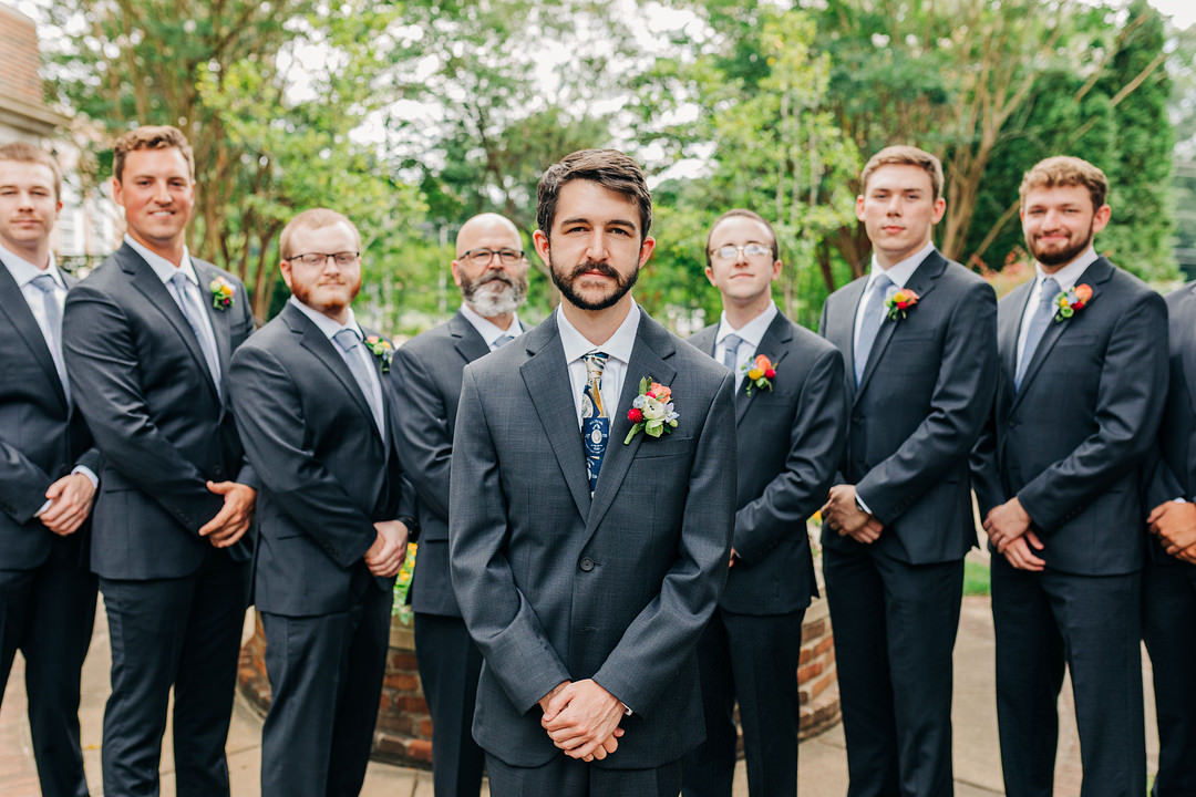 Groom Groomsmen Suit Grey Colourful Museum Wedding Taylor Square Photography