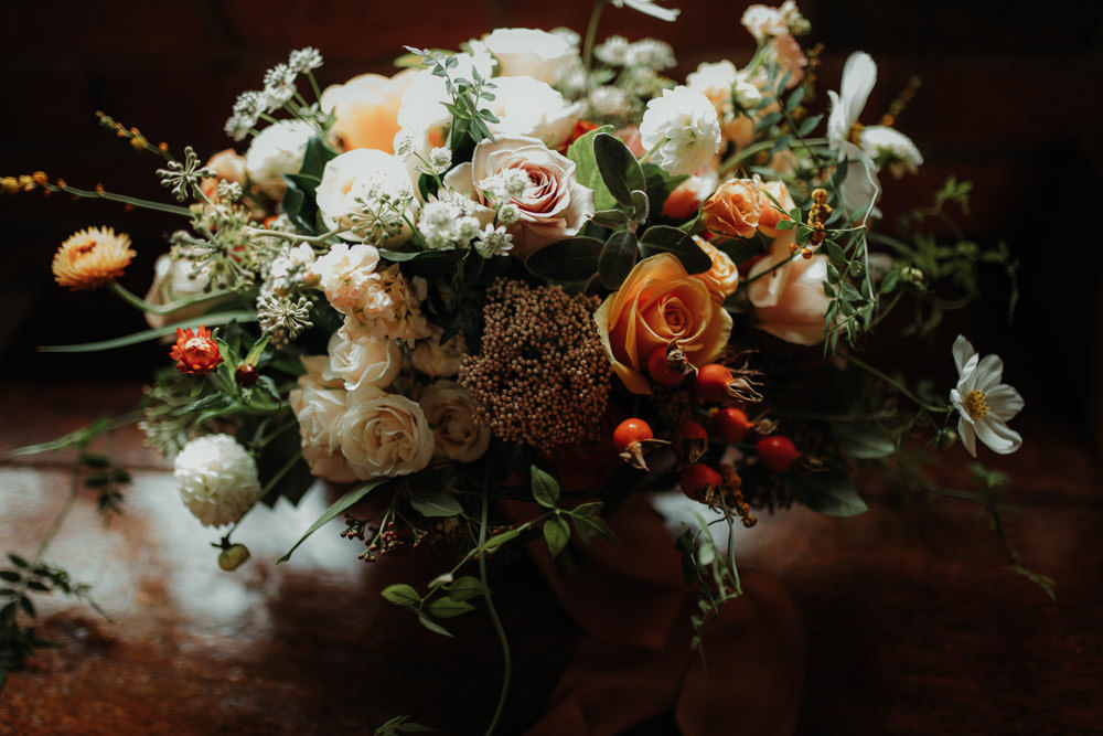 Bouquet Flowers Bride Bridal Rose Cream Orange Dark Wedding Ideas Esther Louise Triffitt Photography