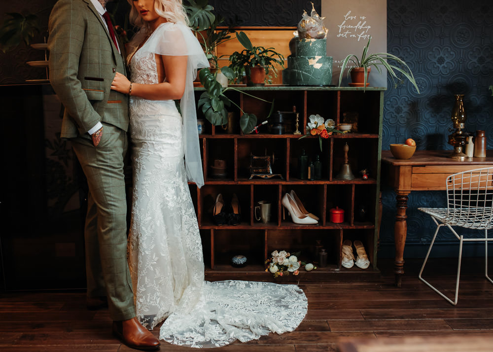 Dress Gown Bride BRidal Sleeves Veil Dark Wedding Ideas Esther Louise Triffitt Photography