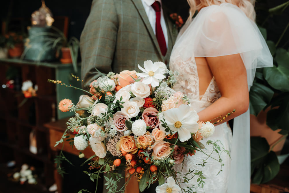 Bouquet Flowers Bride Bridal Rose Cream Orange Dark Wedding Ideas Esther Louise Triffitt Photography