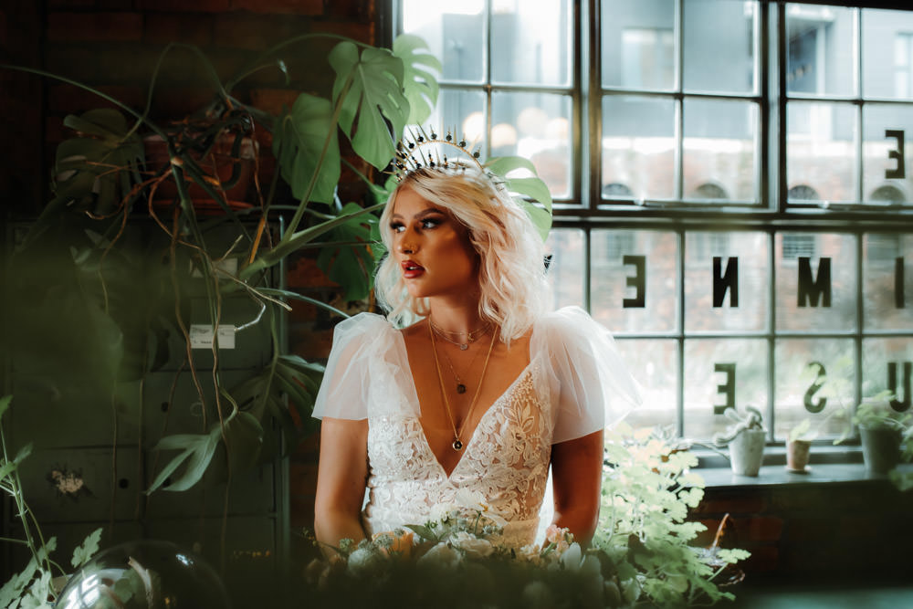 Bride Bridal Accessory Headdress Dark Wedding Ideas Esther Louise Triffitt Photography