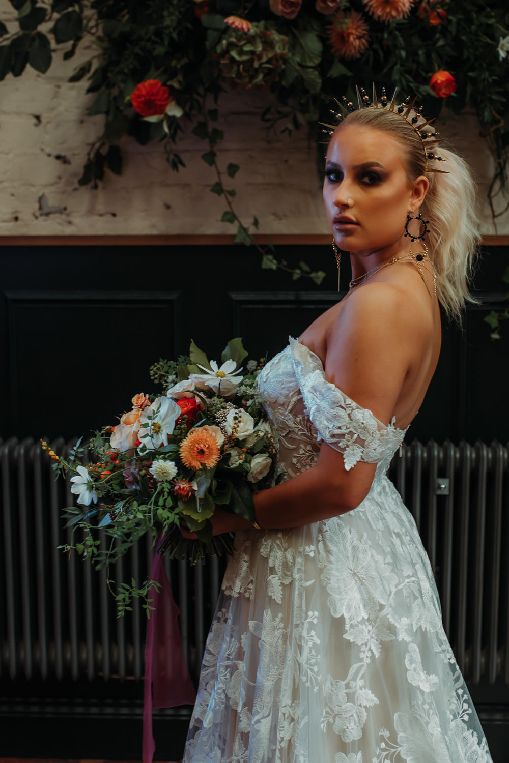 Bouquet Flowers Bride Bridal Rose Cream Orange Dark Wedding Ideas Esther Louise Triffitt Photography