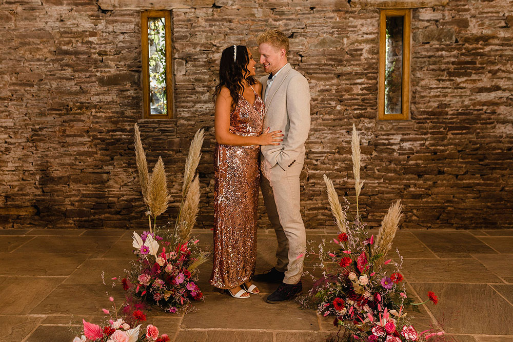 Disco Ball Wedding Michelle Huggleston Pampas Grass Decor