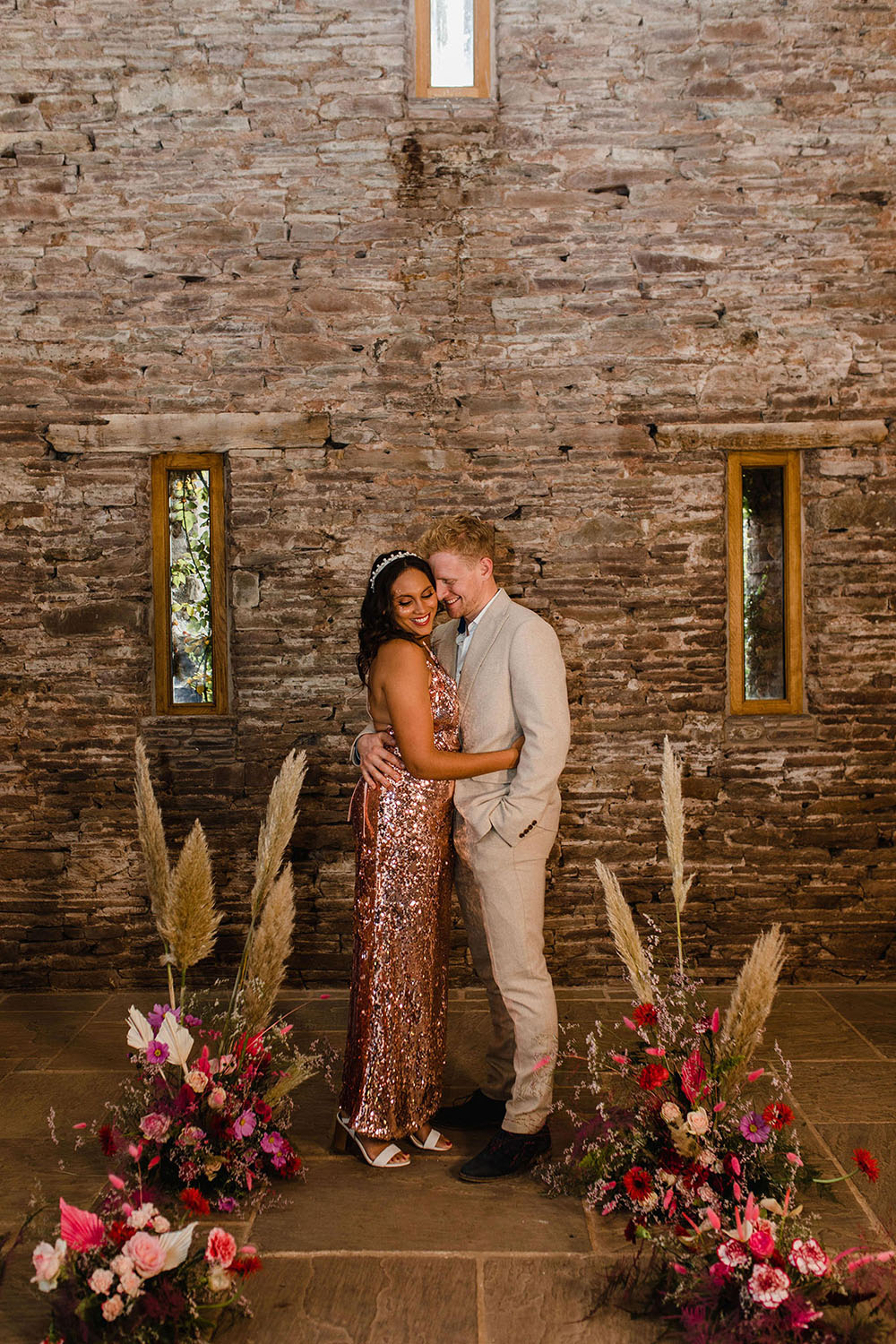 Disco Ball Wedding Michelle Huggleston Pampas Grass Decor