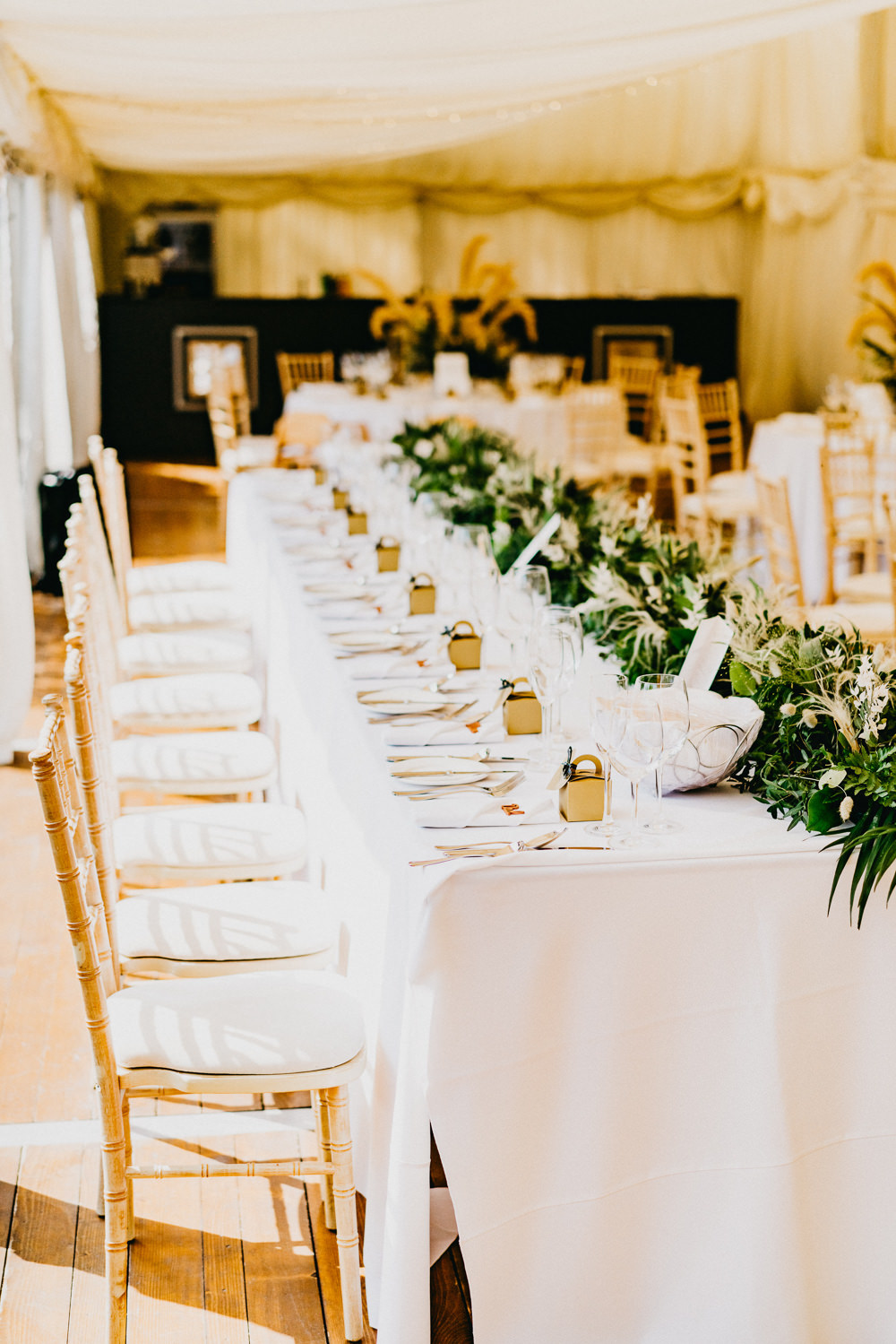 Top Table Garland Runner Greenery Elsick House Wedding Firefly and Embers Photography