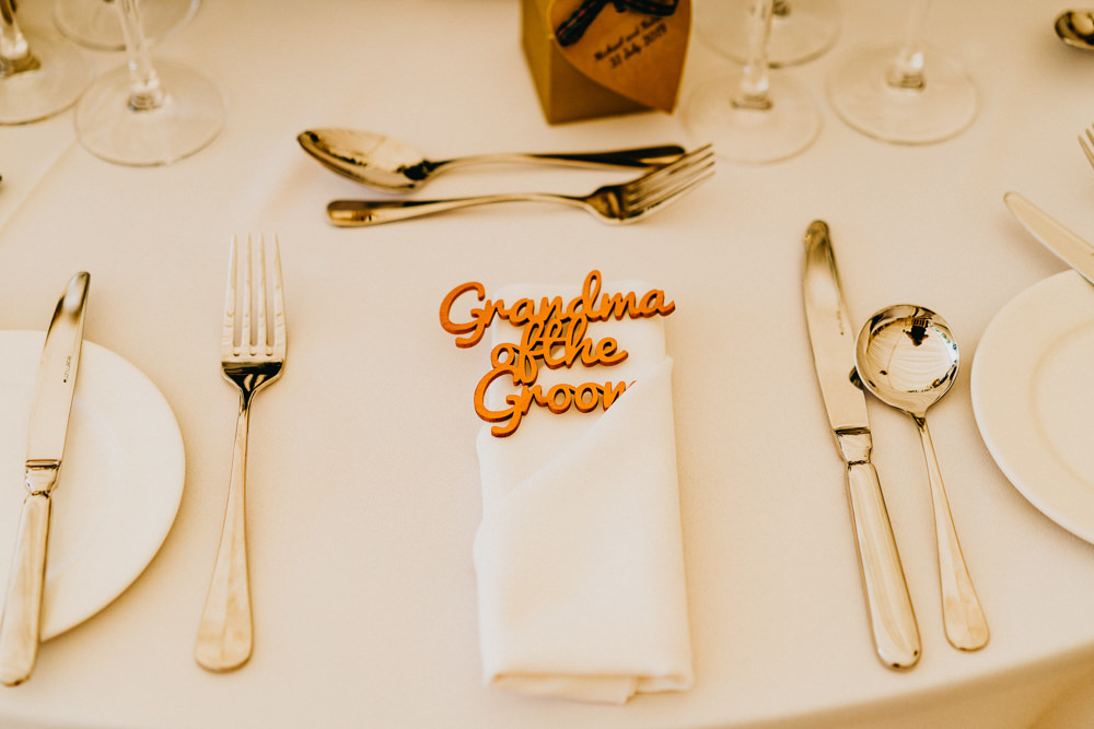 Wooden Laser Cut Place Name Elsick House Wedding Firefly and Embers Photography
