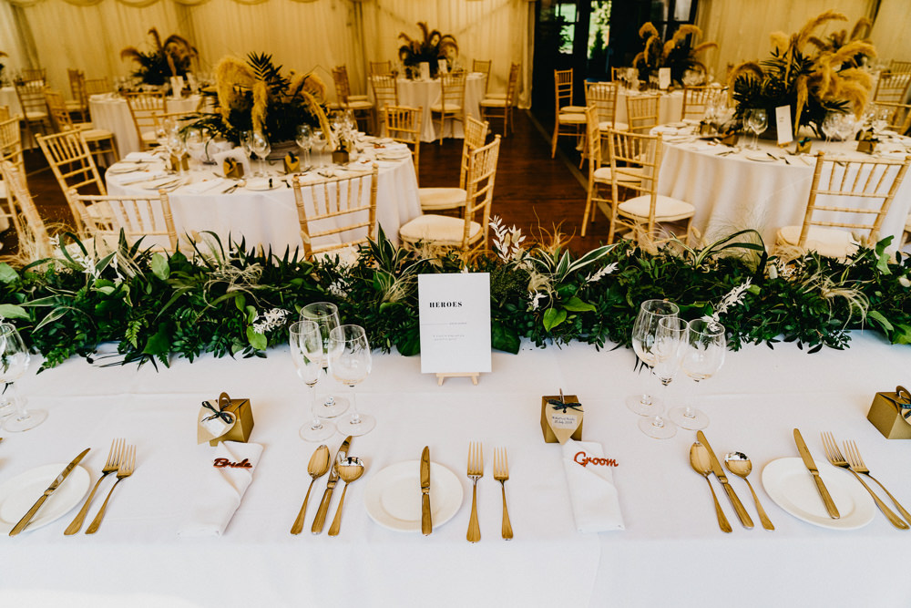 Top Table Garland Runner Greenery Elsick House Wedding Firefly and Embers Photography
