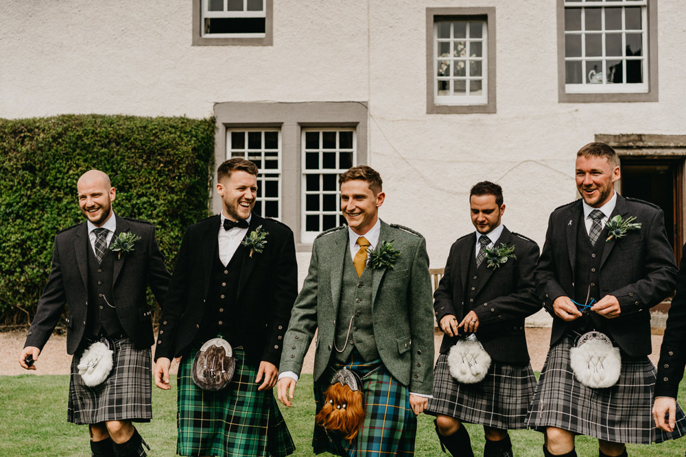 Groom Groomsmen Tartan Kilt Trousers Elsick House Wedding Firefly and Embers Photography