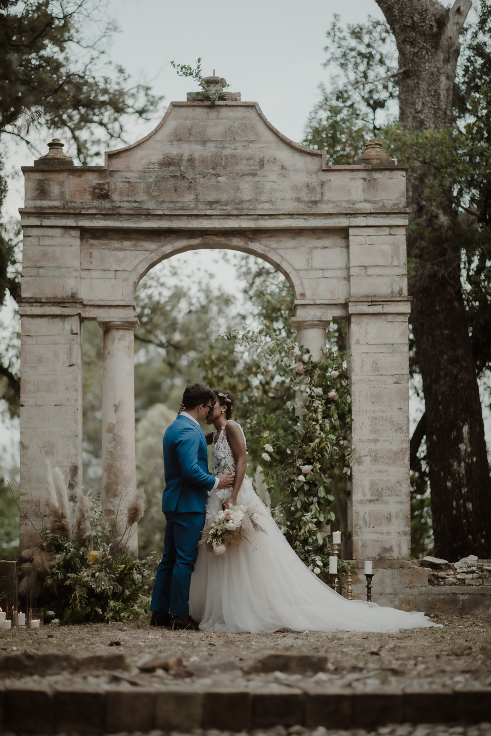 Italian Villa Wedding Andrea Federica Ceremony Backdrop Flowers Pampas Grass