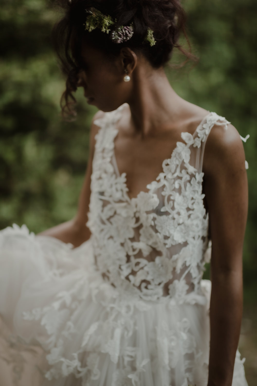 Dress Gown Bride Bridal Lace Straps Italian Villa Wedding Andrea Federica