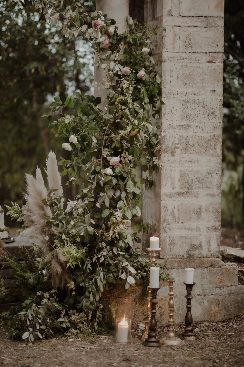 Ceremony Aisle Flowers Pampas Grass Italian Villa Wedding Andrea Federica