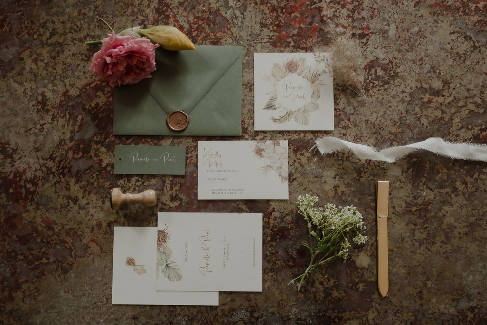 Stationery Invite Invitation Floral Wax Seal Italian Villa Wedding Andrea Federica