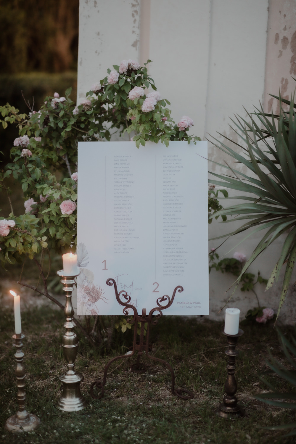 Table Plan Seating Chart Italian Villa Wedding Andrea Federica