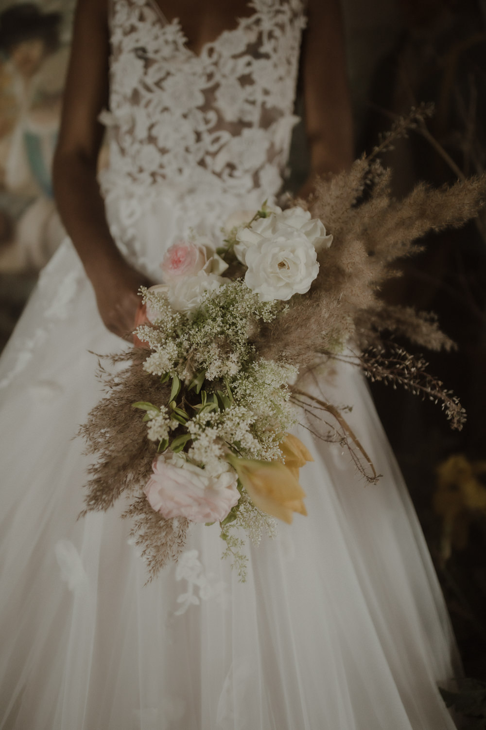 Bouquet Flowers Bride Bridal Pampas Grass Italian Villa Wedding Andrea Federica