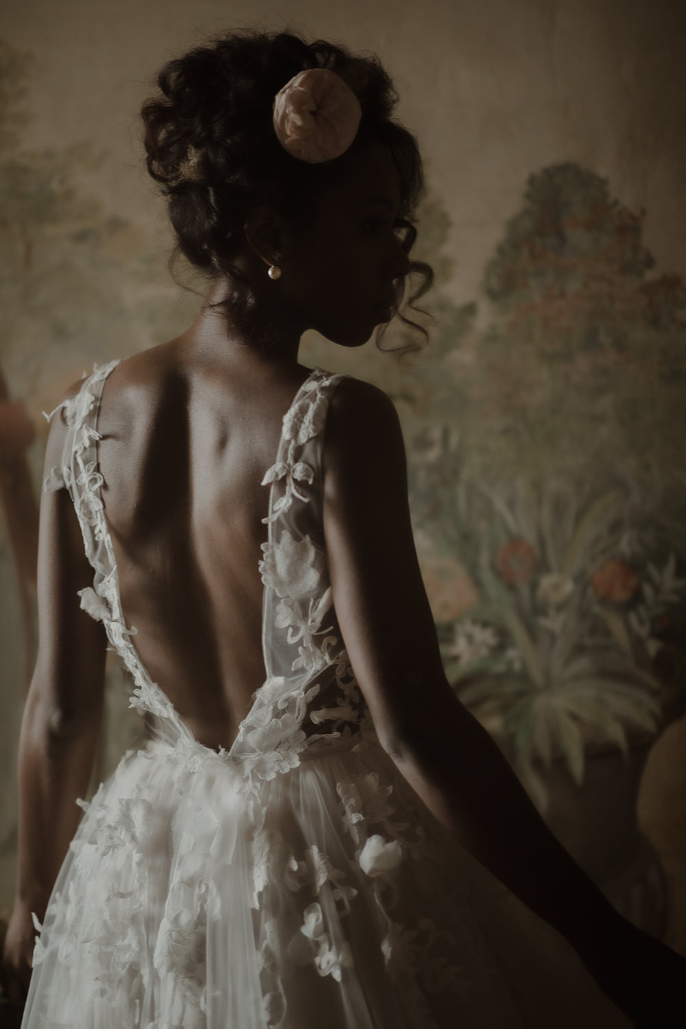 Dress Gown Bride Bridal Lace Straps Italian Villa Wedding Andrea Federica