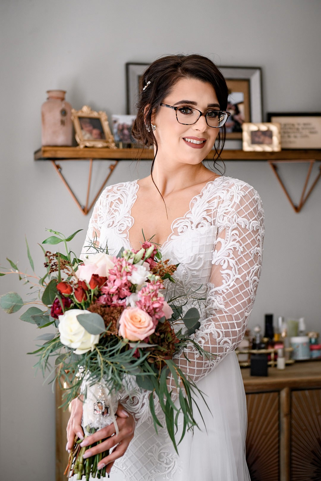 Pink Red Bouquet Flowers Bride Bridal John James Audubon Center Wedding Kerry McIntyre Photography