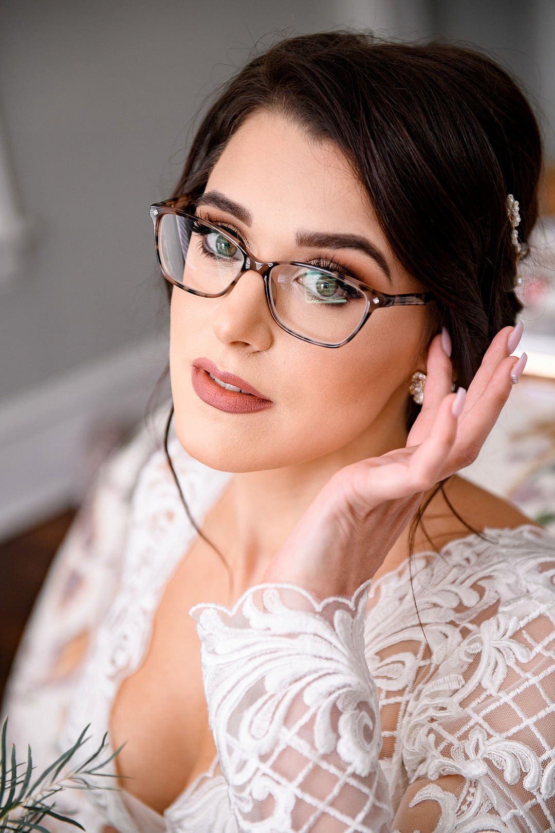 Bride Bridal Make Up Glasses John James Audubon Center Wedding Kerry McIntyre Photography