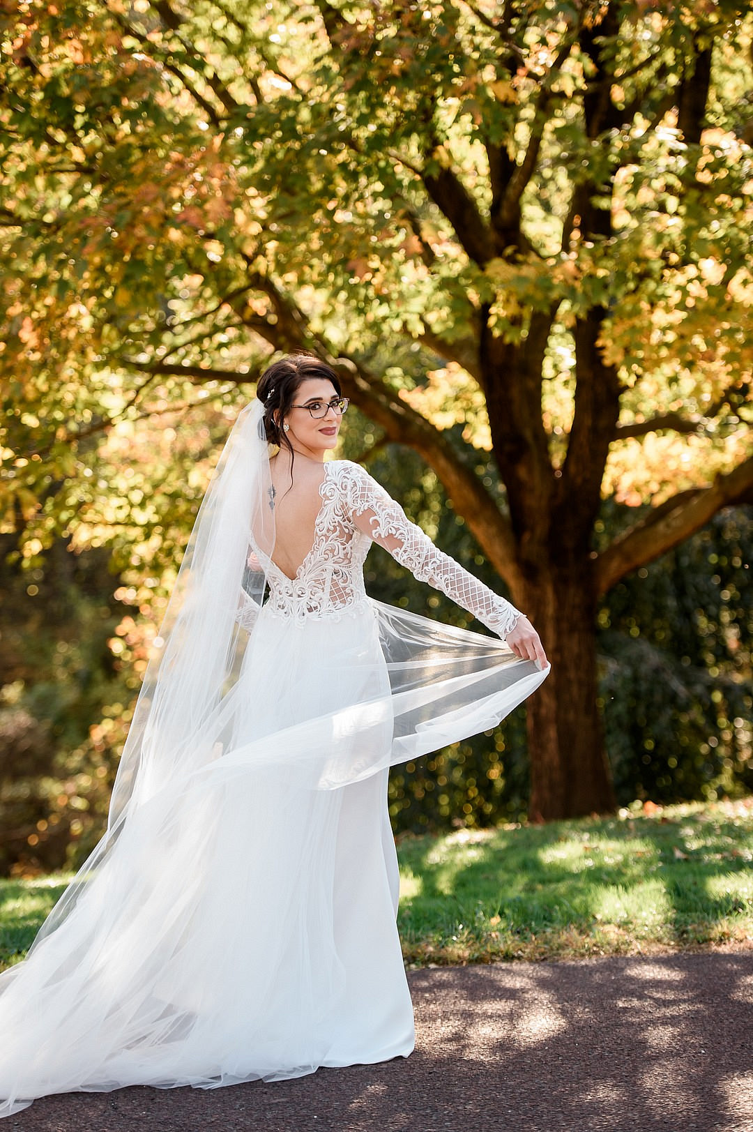 Dress Gown Bride Bridal Veil John James Audubon Center Wedding Kerry McIntyre Photography
