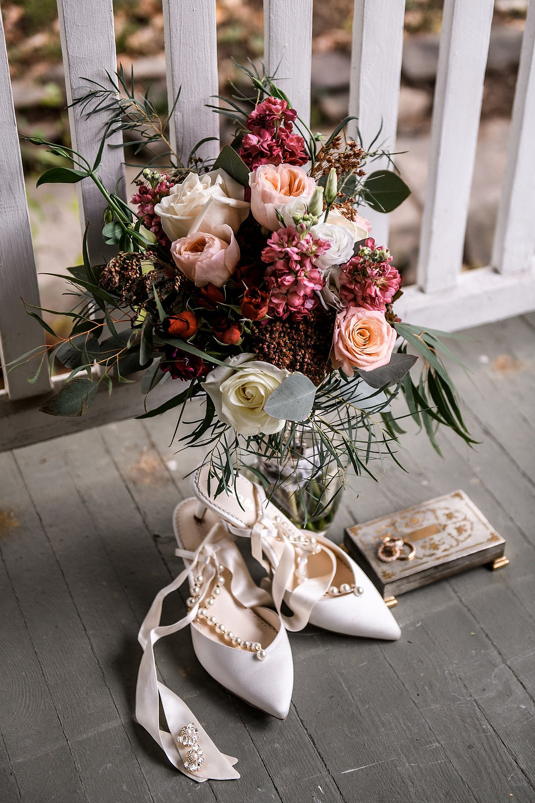 Pink Red Bouquet Flowers Bride Bridal John James Audubon Center Wedding Kerry McIntyre Photography